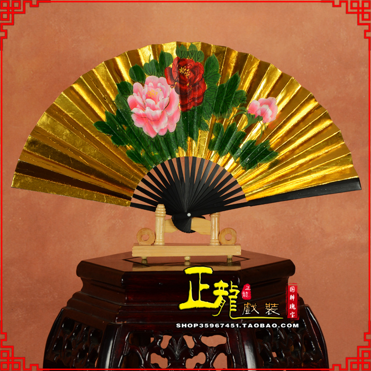 太和京剧戏曲戏剧贵妃醉酒牡丹折扇儿童扇子7寸8寸9寸 金扇